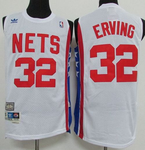 Men Brooklyn Nets 32 Julius Erving White ABA Retro Swingman Throwback Stitched NBA Jersey